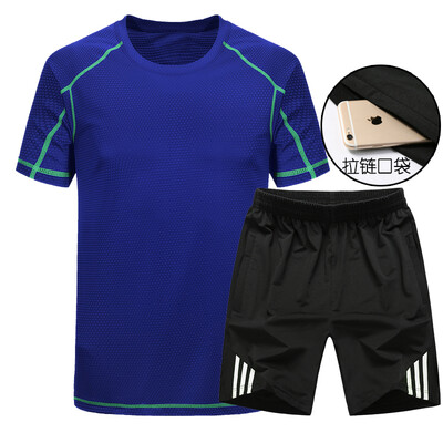 

Sports suit men&39s summer short sleeve fitness suit men&39s sports T-shirt fitness suit breathable quick dry men&39s running suit