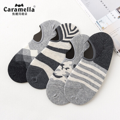 

Caramella summer thin section mens invisible socks casual sports short socks breathable shallow mouth cotton socks 53464 dark gray code