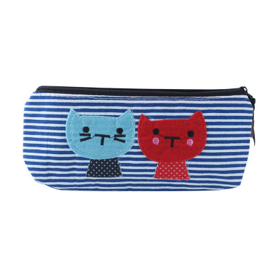 

MyMei Cat Stripe Makeup Cosmetic Bag Pen Pencil Case Coin Pouch Purses Wallet