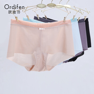 

Ou Difen womens underwear elastic&comfortable mesh gauze panties XK6514 soft pink blue L