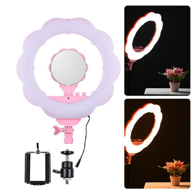 

SL107 Ring LED Video Light Fill Light with Makeup Mirror 384pcs SMD LEDs 2700 Lumens 3000K6000K Color Temperature Ra95 for Live