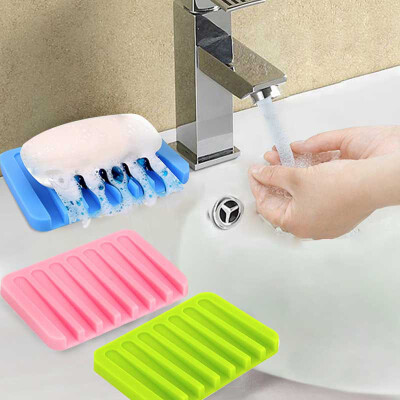 

Cntomlv 1Pc Creative Colorful Silicone Flexible Soap Dish Storage Soap Holder Plate Tray Drain Bath Tools Bathroom Accessories