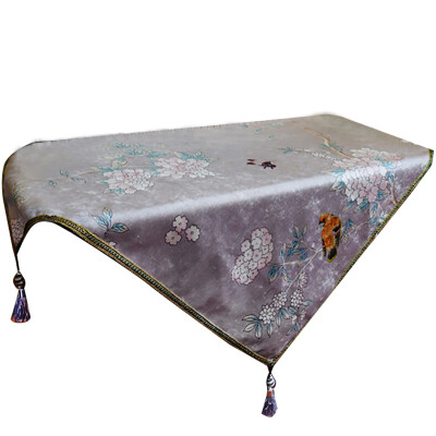 

Thick Tablecloth Handmade Chinese bird flower Wedding Table Cloth Hot Silver Embroidery Room Sofa Home Hotel Bedding Decoration