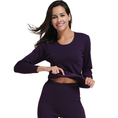 

Bejirog Bejirog goods still cashmere underwear warm underwear men&women thick section of Qiu Qiuqiu thickening plus cashmere gold cashmere warm set suit violet