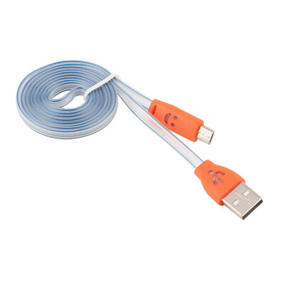 

Flashing LED Light Smile Face Micro USB Charger Data Sync Cable For Samsung Random