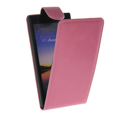 

MOONCASE Smooth skin Leather Bottom Flip Pouch чехол для Huawei Ascend P7 Hot pink