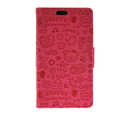 

MOONCASE Cute Little Witch Leather Side Flip Wallet Card Holder Stand Pouch ЧЕХОЛ ДЛЯ LG Joy H220 Hot pink
