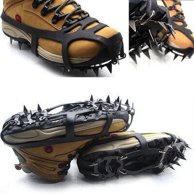 

Mountaineering Hiking Crampons 18 Teeth Outdoor Antislip Ice Snow Shoe Spikes M