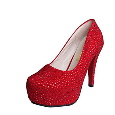 

Women Glitter Rhinestones Studded Pumps Platform Wedge high heel Shoes Silver