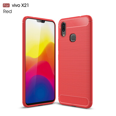 

Goowiiz Phone Case For Vivo X21X21 UD Fashion Slim Carbon Fiber TPU Soft Silicone Prevent falling