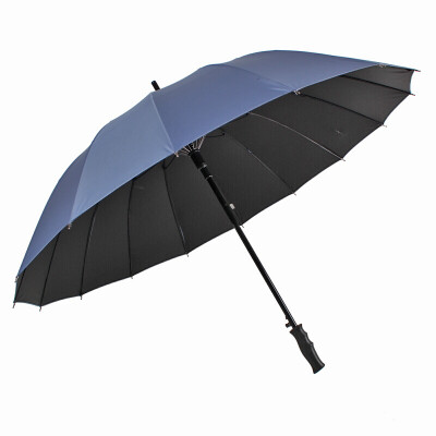 

Heaven umbrella to strengthen 16 ribs impact cloth black rubber self-opening business straight golf umbrella umbrella sun umbrella blue gray 10009ELCJ