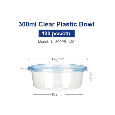 

OTOR Salad Bowl with Lid Take Away Food Container Clear Plastic Bowl Box for Fast Food Bento Microwaveable 120mm180mm 100pcs