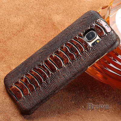 

Genuine Leather Phone Case For Samsung S7 Edge Case Ostrich Foot Texture Back Cover For S8 Plus Note 8 Case