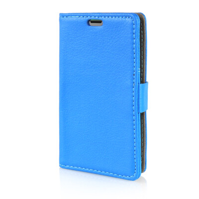 

MOONCASE Litch Skin Leather Side Flip Wallet Card Slot Pouch Stand Shell Back ЧЕХОЛ ДЛЯ Microsoft Lumia 435 Blue