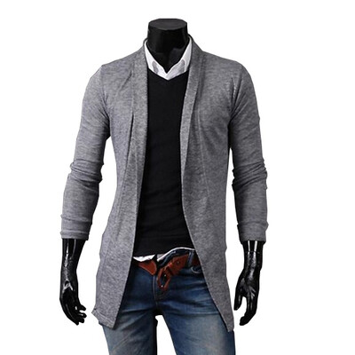 

Zogaa New Men's Cardigan Medium Length Casual Slim
