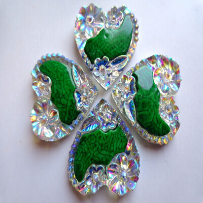 

New fashion style sew on rhinestones heart shape 2525mm flatback clear AB colourgreen colour handsewing gem crystal 20PCS