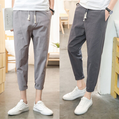 

Men&39s nine-ninths flax flax Korean version of the trend loose-fitting casual pants small feet cotton hemp pants two men&39s pants