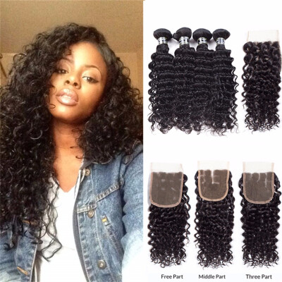 

Amazing Star Brazilian Virgin Hair Deep Wave Bundles with Closure Unprocessed Human Hair Bundles with 4x4 Lace Closure Top Quality