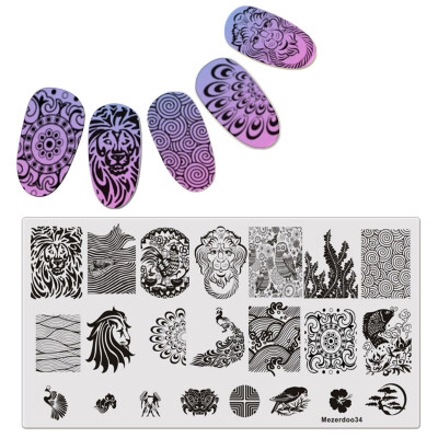 

1Pc Animal Stamping Template Panda Peacock Lion Rectangle Nail Art Image Plate Manicure Nail Stamp Plates Mezerdoo34