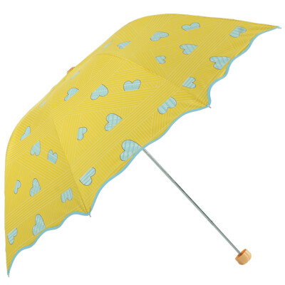 

【Jingdong Supermarket】 Paradise umbrella fashion three fold wave side sunny umbrella silver plastic light umbrella umbrella umbrella 33226 golden yellow