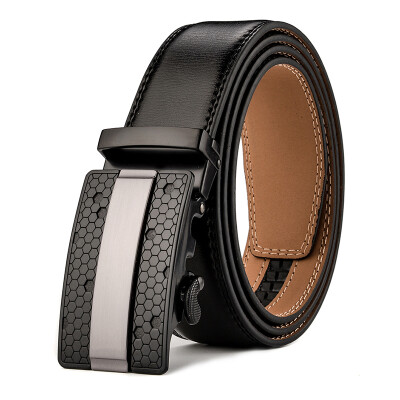 

XHtang Mens Belt Genuine Leather Automatic Buckle belt For Waistband Ratchet Strap Black Leather Belt Designer Belt For Jeans Gift