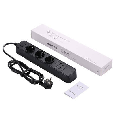 

WIFI Power Strip 3AC Interface 4 USB Charging Port AC 100-250V 2500W Supported Smart Intelligent Cell Phone App Control Timing V