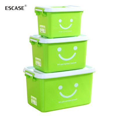 

ESCASE car storage box car box storage storage box trunk storage box car household toolbox thickening large medium&small size i8 three-piece set 302010L green