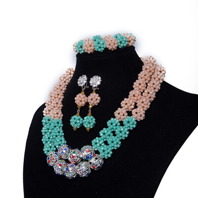

Multicolor Crystal Bridal Statement Necklace Wedding Jewelry African Coral Jewelry Sets For Women Nigerian Wedding Beads Jewelry