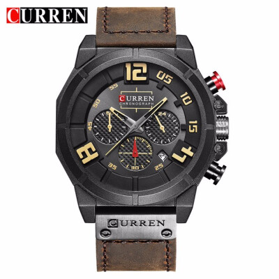 

CURREN 8287 Top Brand Chronograph Quartz watches Men 24 Hour Date Men Sport Leather Wrist Watch