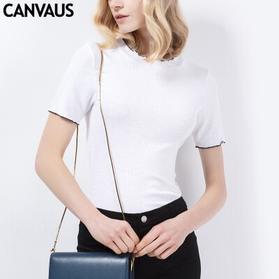 

CANVAUS New Summer Women Solid Slim Simple Round Collar Casual Office Lady Short Sleeve T Shirt Undershirt Tops KS92A