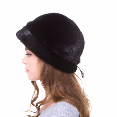 

Natural mink fur handmade womens autumn&winter fashion hat real fur ladies hat solid color design 2018 new fashion discount