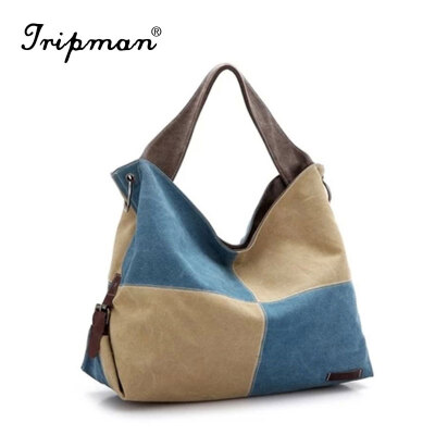 

Tripman Fashion Women Striped Handbag Canvas Shoulder Bag Messenger Crossbody Bags Hit Color Stripe Casual Tote Hot Sale hobo handbag