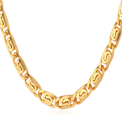 

Gold Chain For Men Gold Plated Necklace With "18K" Stamp Men Jewelry Wholesale New Trendy 6 MM 55 CM Snail Chain Necklace