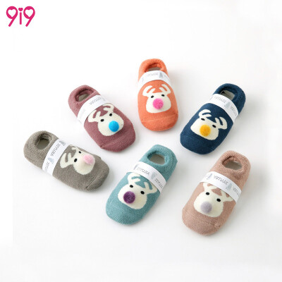 

9i9 long love long childrens terry floor socks 3 pairs of baby cartoon non-slip dispensing socks color matching cute deer 1800412 mixed color A group 0-6 months