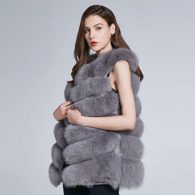 

Womens Winter natural Fox Fur jackets female fur coat Real fur vest Warm Discount 2018 New warm H6X-65C