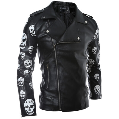 

Zogaa New Men's Leather Popular Oblique Zipper Slim