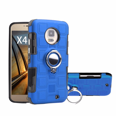 

SHS Phone Case For Motorola Moto X4 2017Z2 PlayZ Play Luxury Armor Ring Bracket Silicon TPU Lattice texture Protection