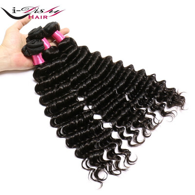 

i-Dishy Hair Brazilian Virgin Hair Deep Wave 3 Bundles 8A Grade 100 Unprocessed Human Hair Weave Natural Black