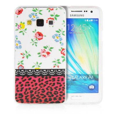 

MOONCASE Flowers Soft Flexible Silicone Gel TPU Skin Shell Back ЧЕХОЛ ДЛЯ Samsung Galaxy A3