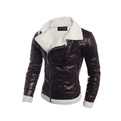 

Zogaa New Men's Leather Clothing Wool Slim