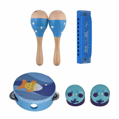 

Wooden Percussion Instruments Musical Toys Set Including Tambourine Maracas Castanets Harmonica for Kids Children Toddlers