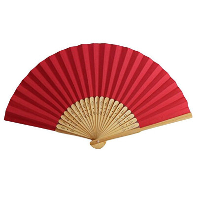 

UpperX 10 Pcs Paper Hand Fan Bamboo Ribs Wedding Party Favour Red