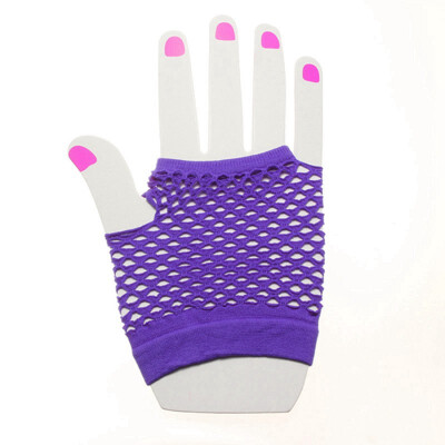 

MyMei NEW SHORT FISHNET FANCY DRESS FINGERLESS GLOVES NEON COLOURS FOR 80s DANCE TUTU