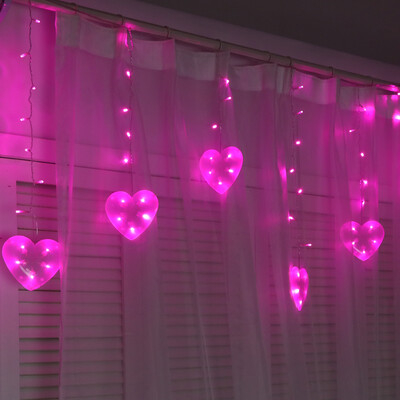

JULELYS 3 075 120 Bulbs LED Curtain Light Heart Christmas Garland Window Outdoor LED Lights Decoration For Wedding Holiday