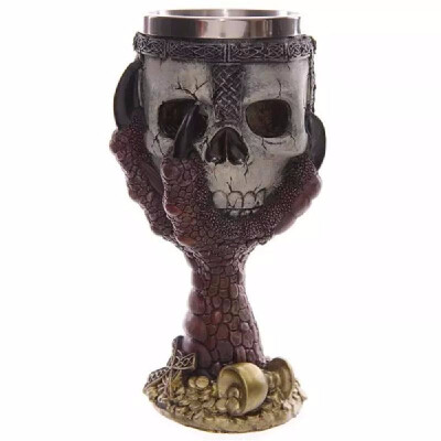 

Hot Unique Creative Novelty Resin Stainless Steel Liner Creepy 3D Pattern Goblet Beer Milk Coffee Cup Tankard Drinkware for Hallow