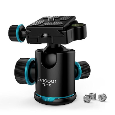 

Andoer TB81X Tripod Ball Head 360 Degree Rotating Panoramic Ballhead for Tripod Monopod Slider DSLR Camera with 3Pcs 14" to 38"