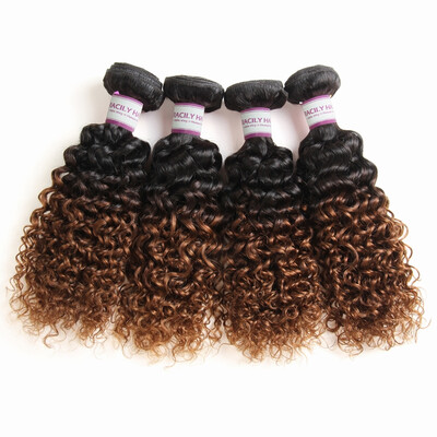 

Racily Hair 1B30 Ombre Brazilian Virgin Hair Kinky Curly 4 Bundles Blonde Human Hair Weaves