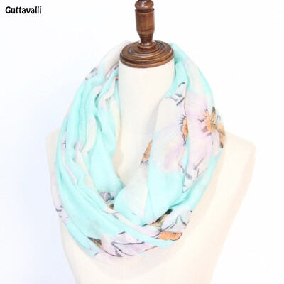 

Guttavalli Women New Spring Flowers Print Ring Shawl Stripes Vintage Soft Loop Scarf Winter Floral Chevron Leaf Infinity Scarves