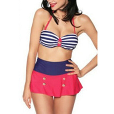 

Women' The New High-WaiSted Navy Striped SwimSuit Sexy Bikini SwimSuit