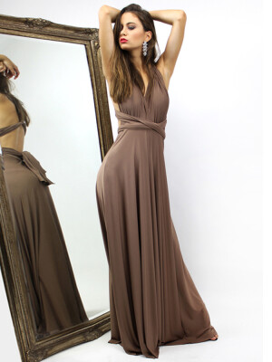 

V Neck Sexy Hollow Back Maxi Party Dress